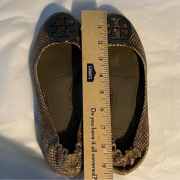 Tory Burch ballet flats Womens Size 7.5 or 8 brown snake skin print - Picture 7 of 8